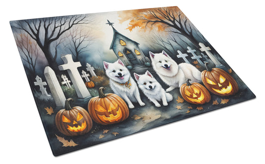 Buy this American Eskimo Spooky Halloween Glass Cutting Board