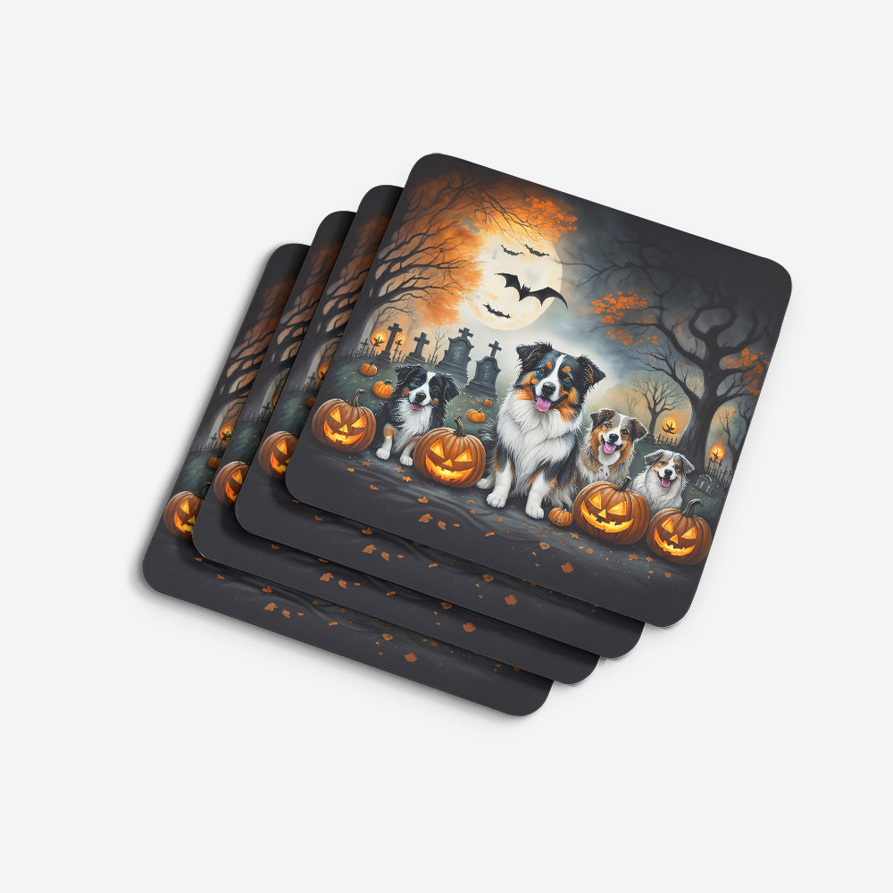 Australian Shepherd Spooky Halloween Foam Coasters