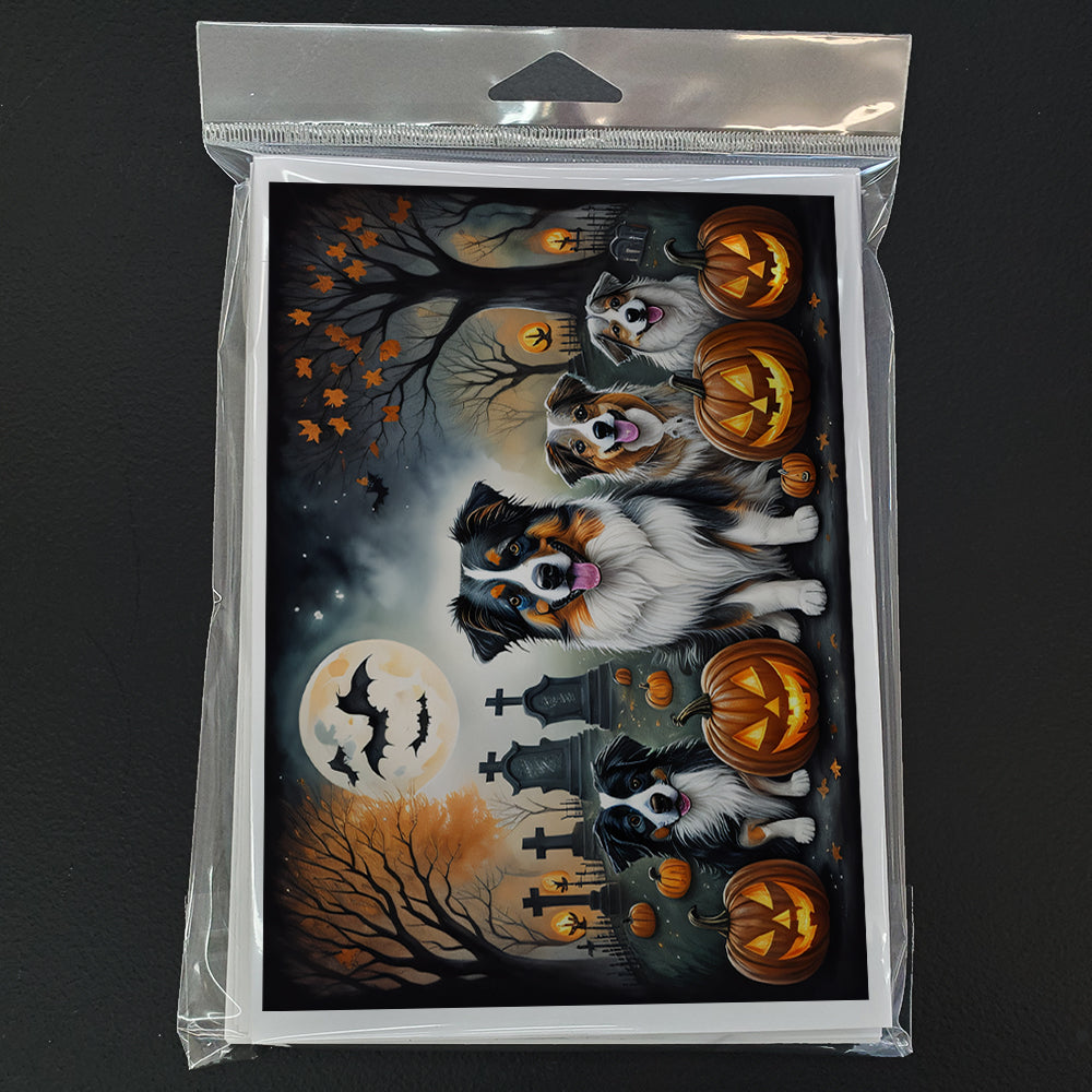 Australian Shepherd Spooky Halloween Greeting Cards and Envelopes Pack of 8