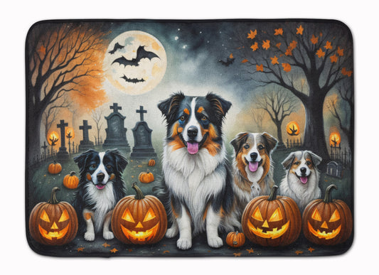 Buy this Australian Shepherd Spooky Halloween Memory Foam Kitchen Mat