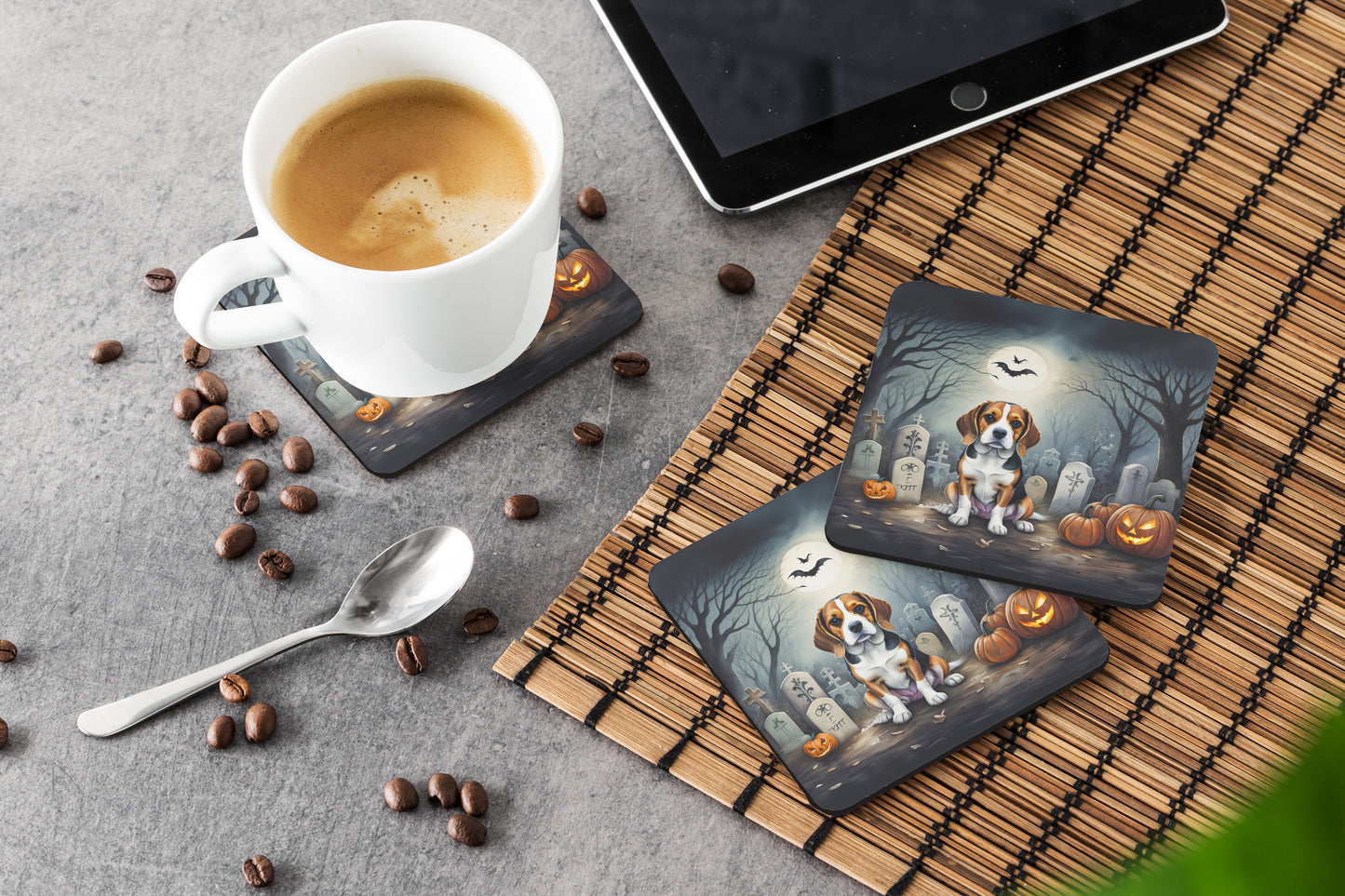 Beagle Spooky Halloween Foam Coasters