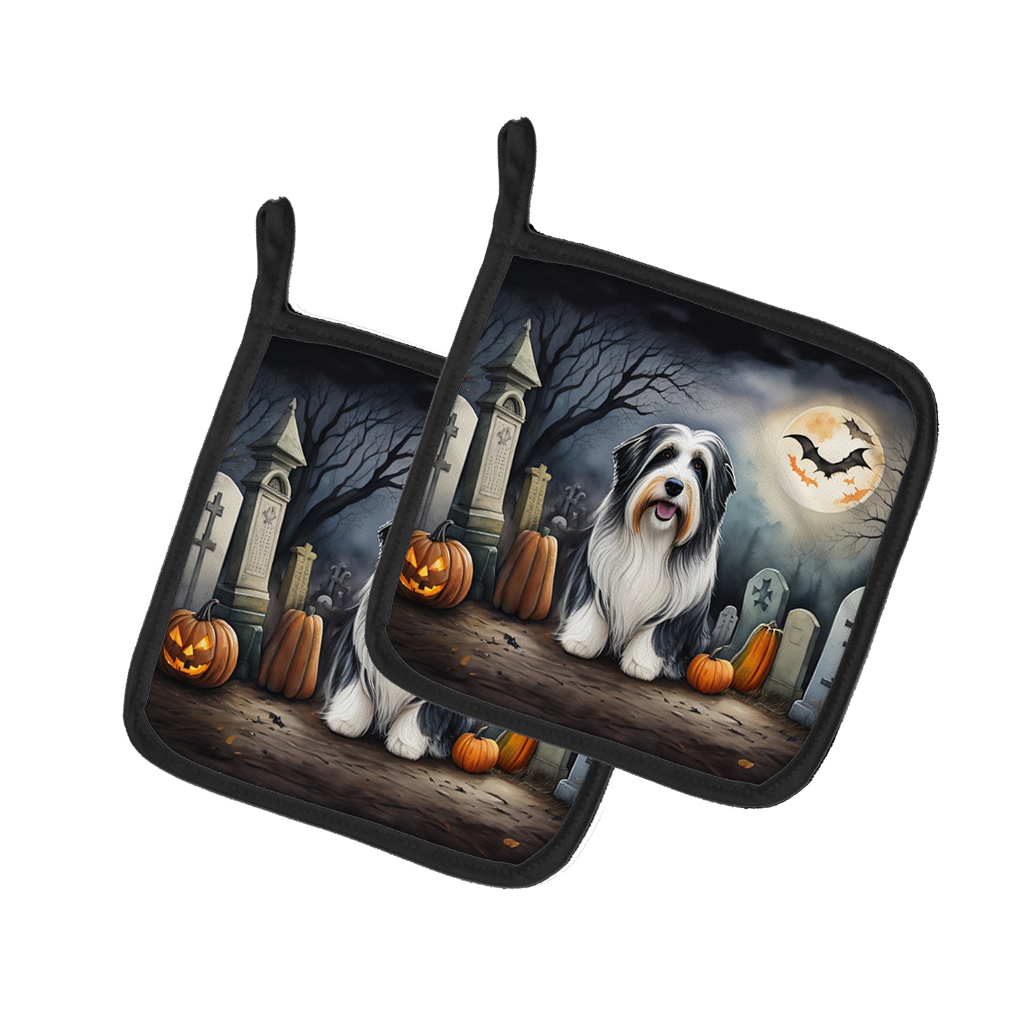 Buy this Bearded Collie Spooky Halloween Pair of Pot Holders