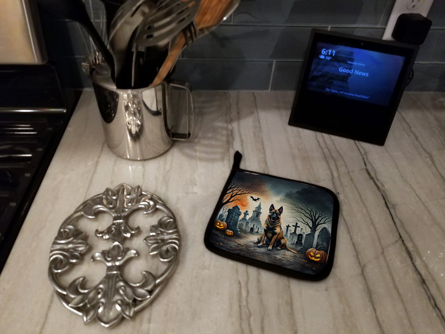 Belgian Malinois Spooky Halloween Pair of Pot Holders