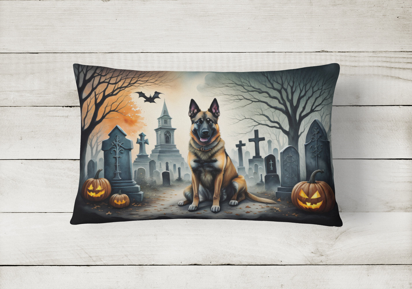 Belgian Malinois Spooky Halloween Throw Pillow