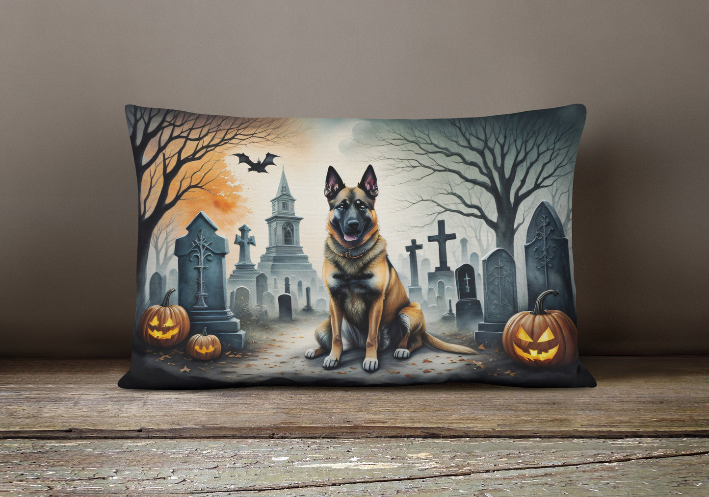 Belgian Malinois Spooky Halloween Throw Pillow