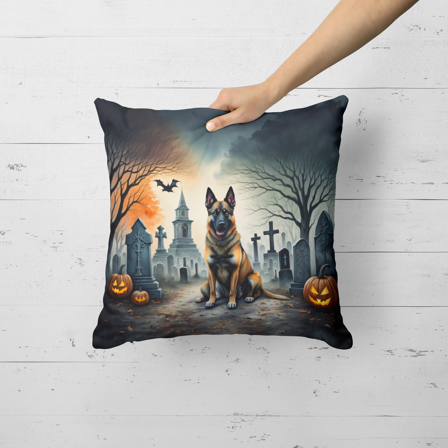 Belgian Malinois Spooky Halloween Throw Pillow