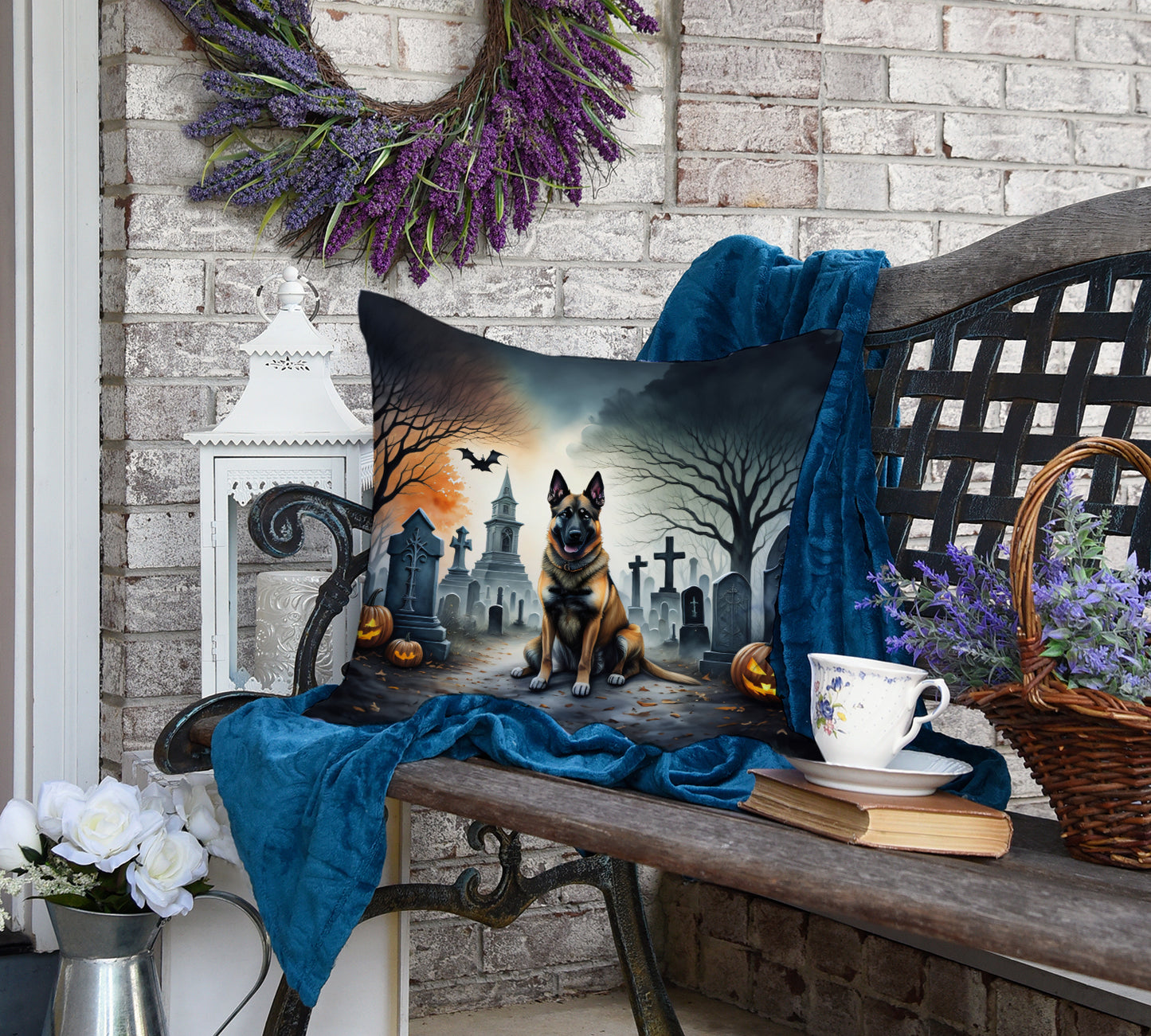 Belgian Malinois Spooky Halloween Throw Pillow