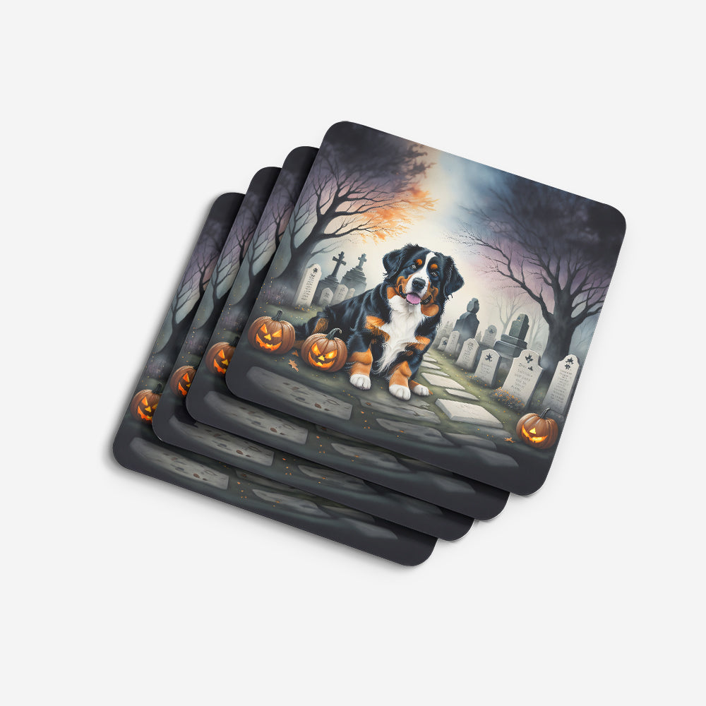 Bernese Mountain Dog Spooky Halloween Foam Coasters