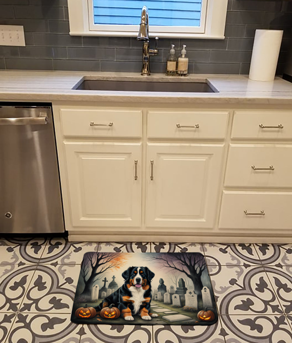 Bernese Mountain Dog Spooky Halloween Memory Foam Kitchen Mat