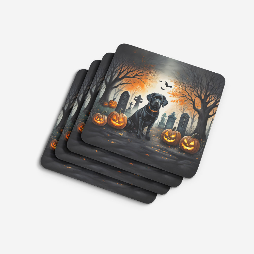 Black Labrador Retriever Spooky Halloween Foam Coasters