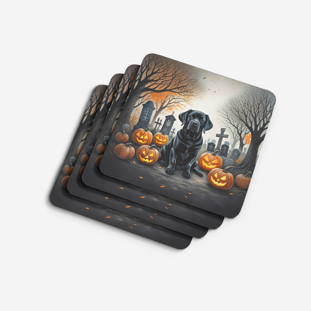 Black Labrador Retriever Spooky Halloween Foam Coasters