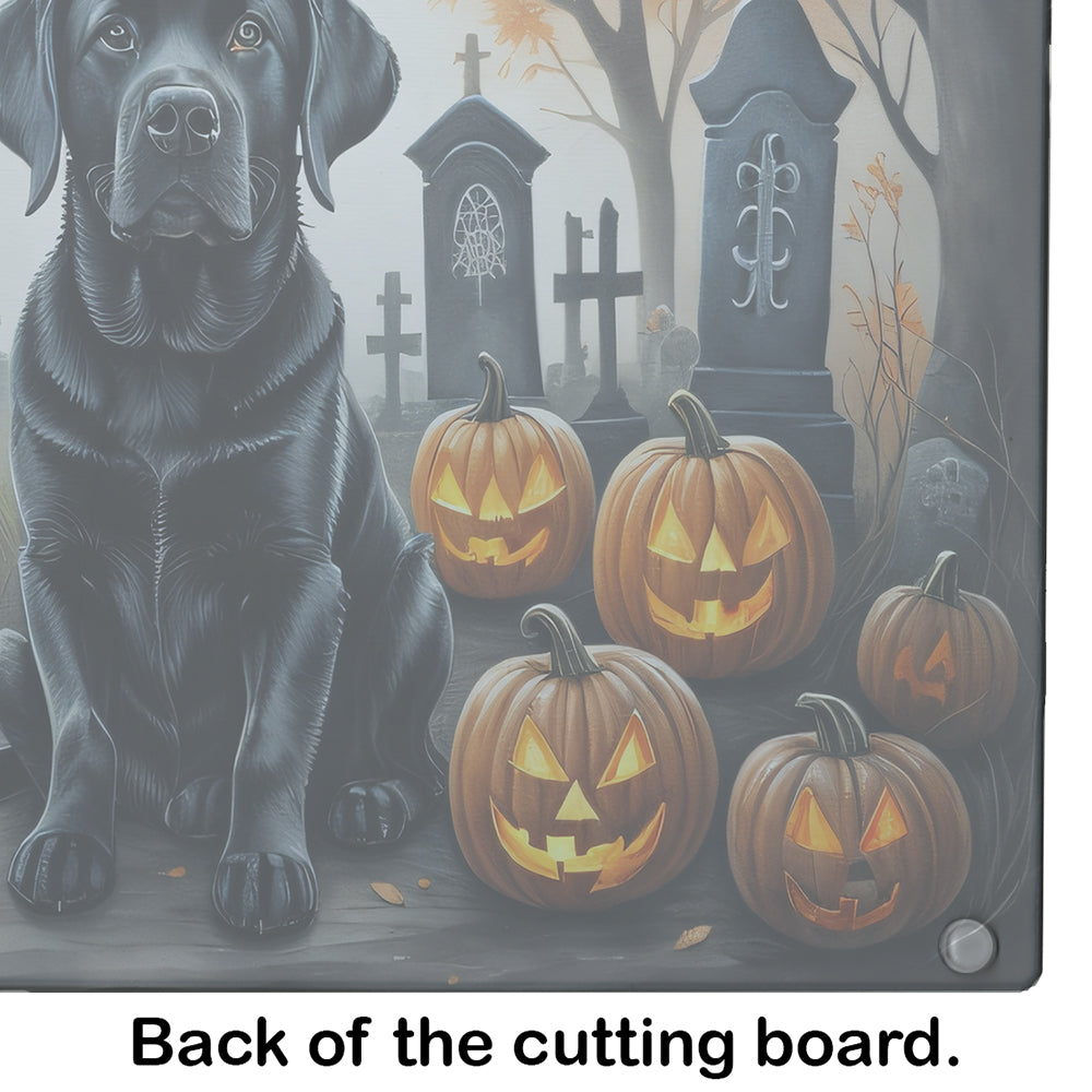 Black Labrador Retriever Spooky Halloween Glass Cutting Board