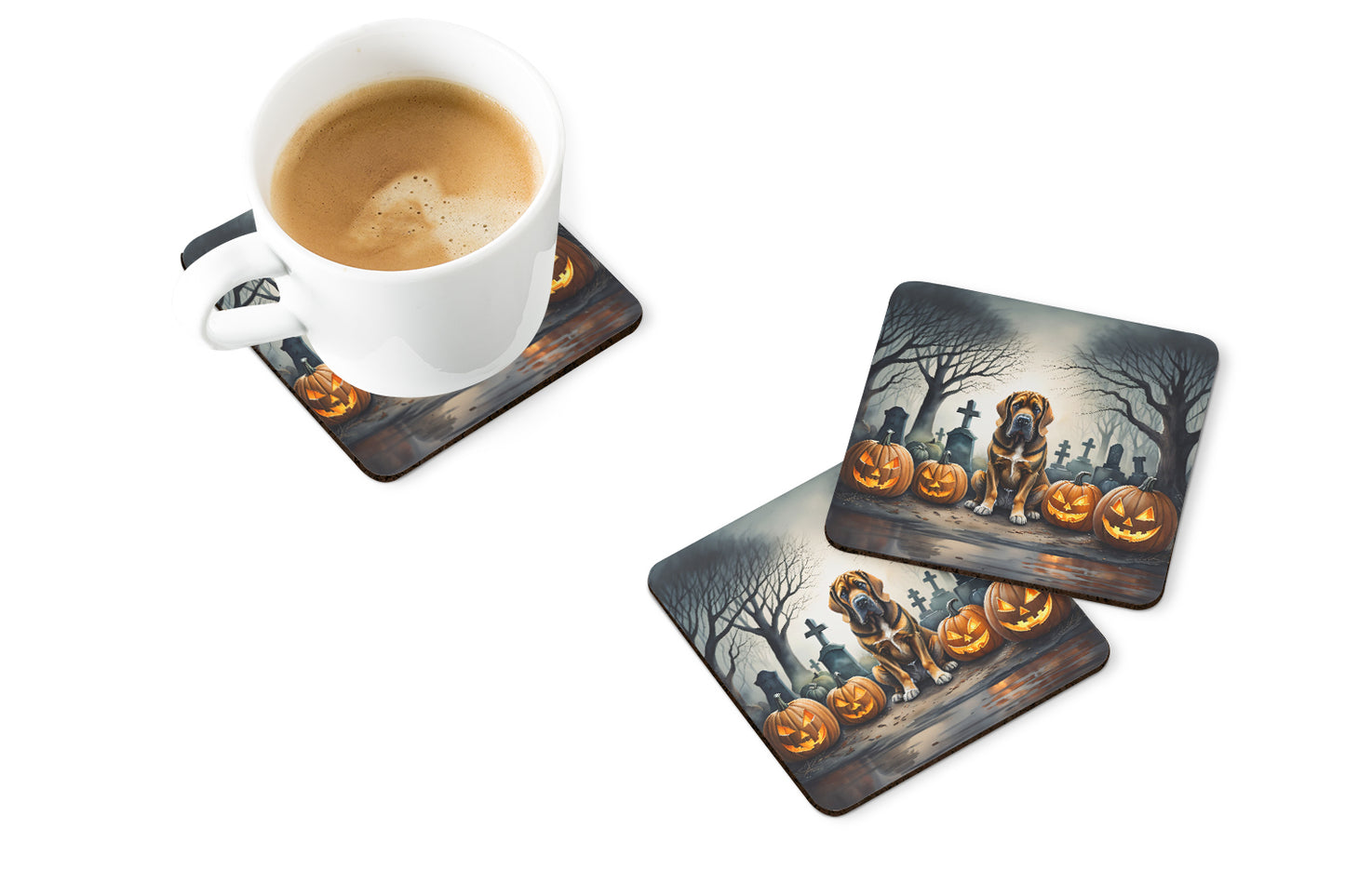 Bloodhound Spooky Halloween Foam Coasters