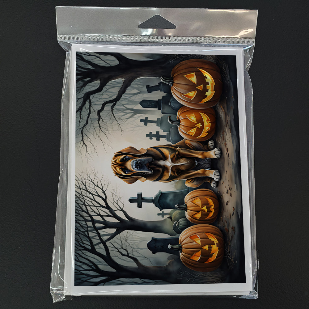 Bloodhound Spooky Halloween Greeting Cards and Envelopes Pack of 8