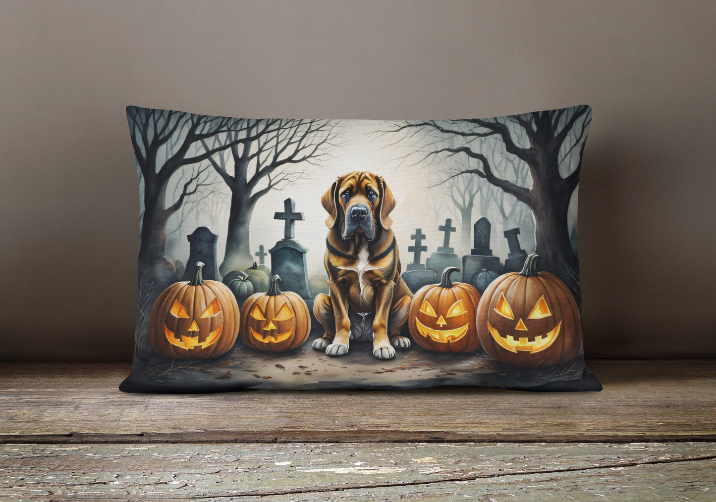 Bloodhound Spooky Halloween Throw Pillow