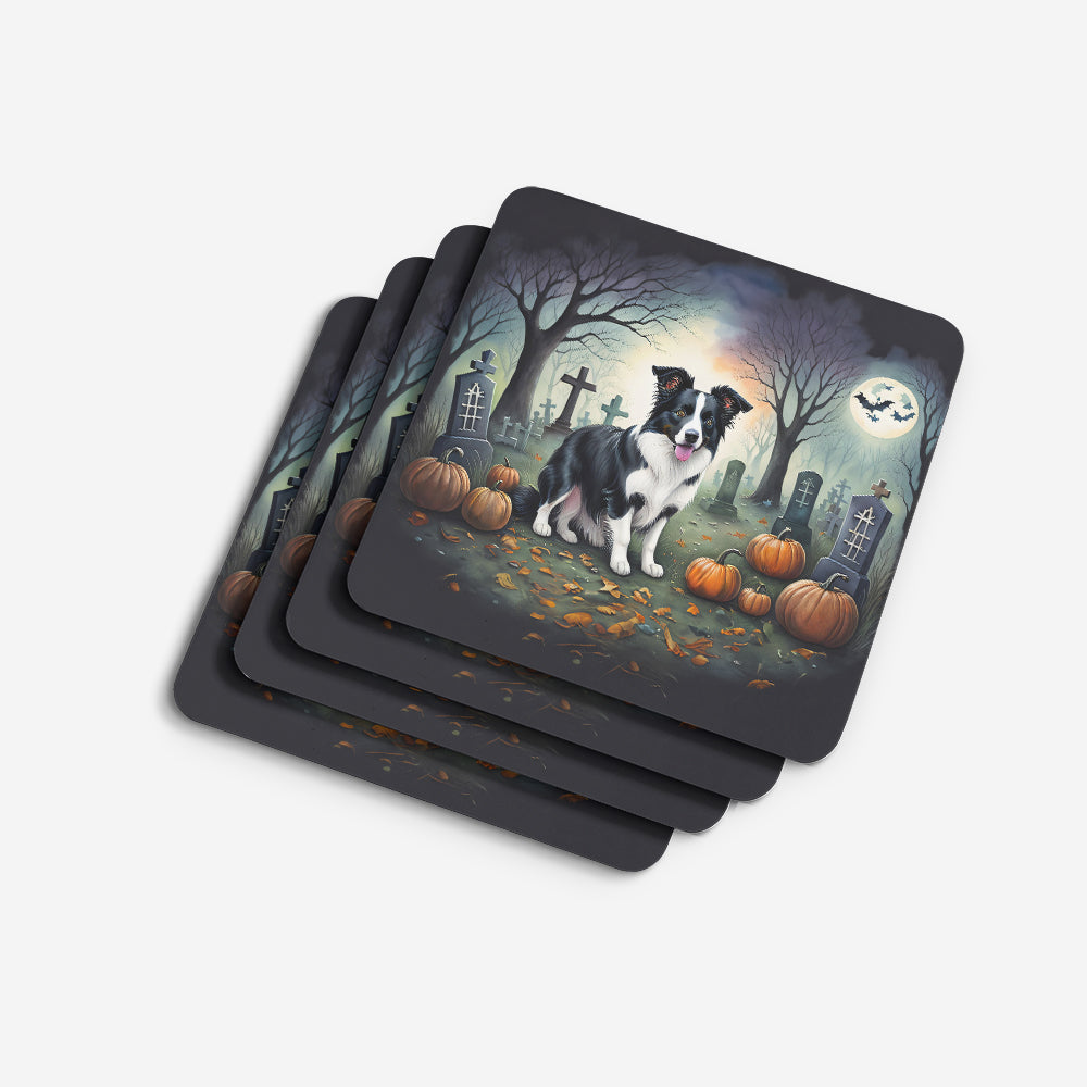 Border Collie Spooky Halloween Foam Coasters