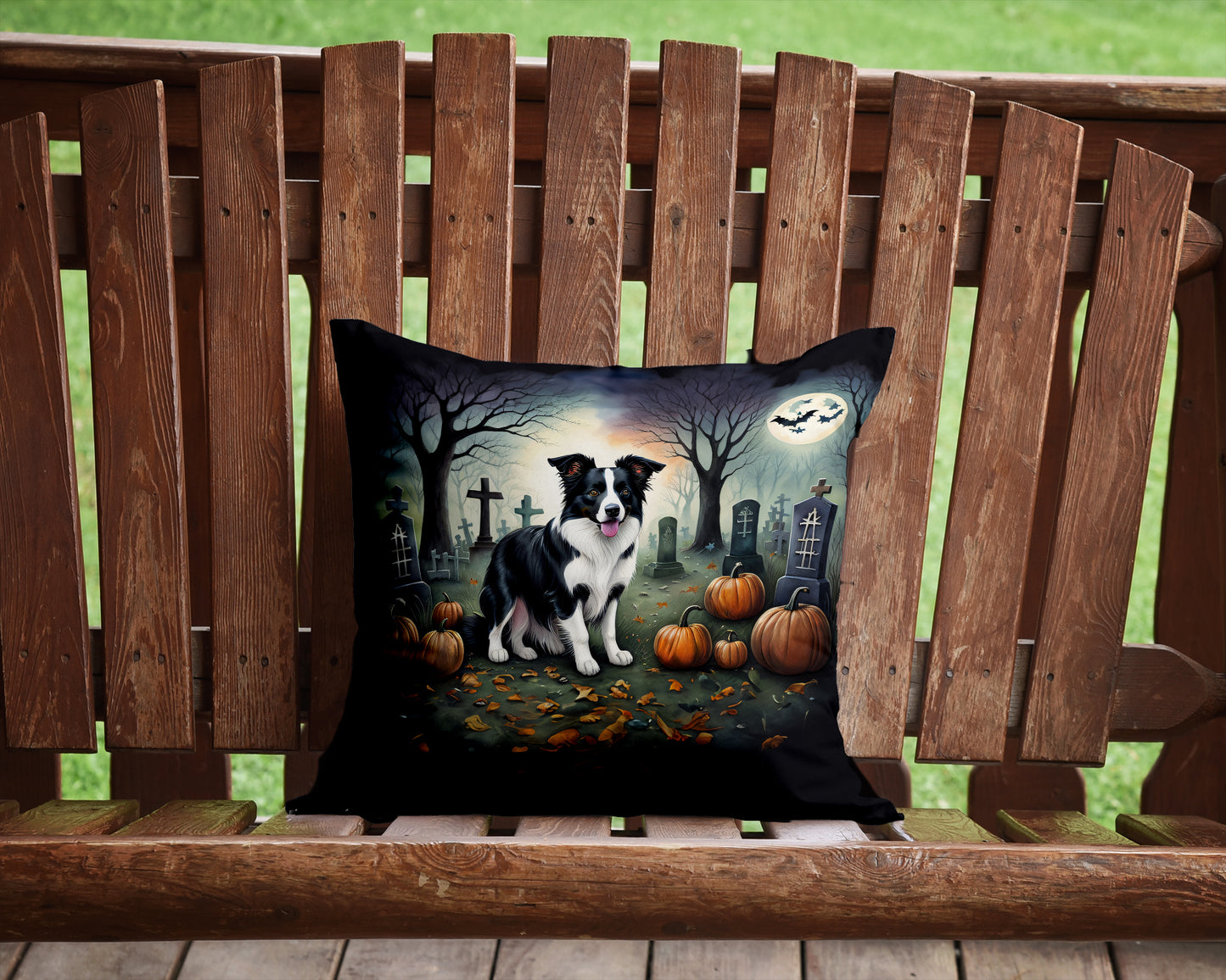 Border Collie Spooky Halloween Throw Pillow