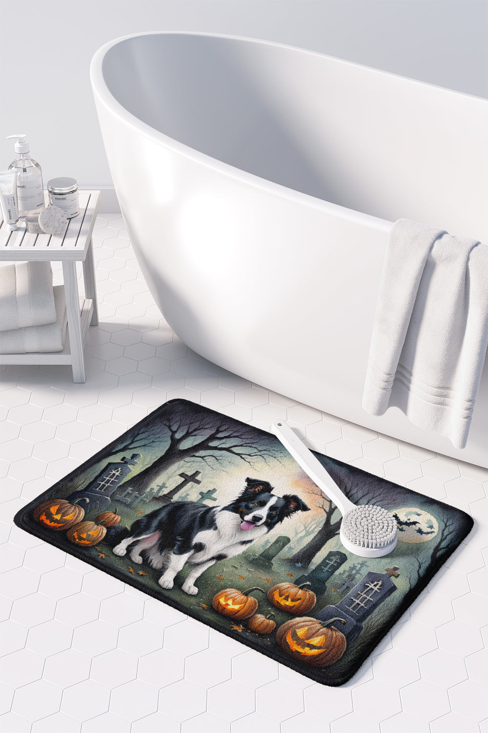 Border Collie Spooky Halloween Memory Foam Kitchen Mat