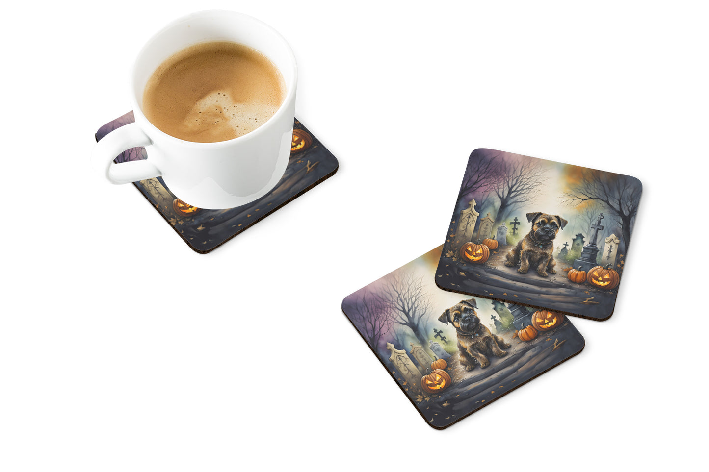 Border Terrier Spooky Halloween Foam Coasters