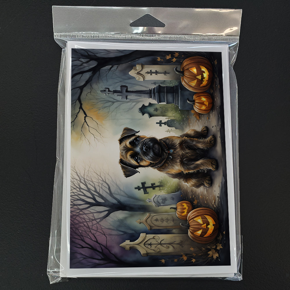 Border Terrier Spooky Halloween Greeting Cards and Envelopes Pack of 8