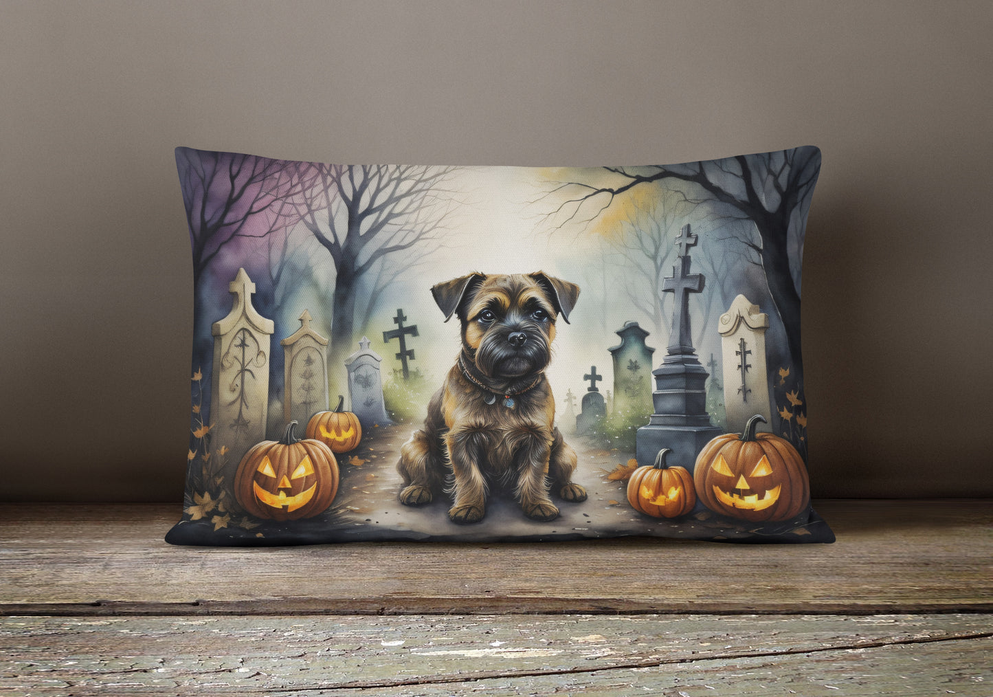 Border Terrier Spooky Halloween Throw Pillow