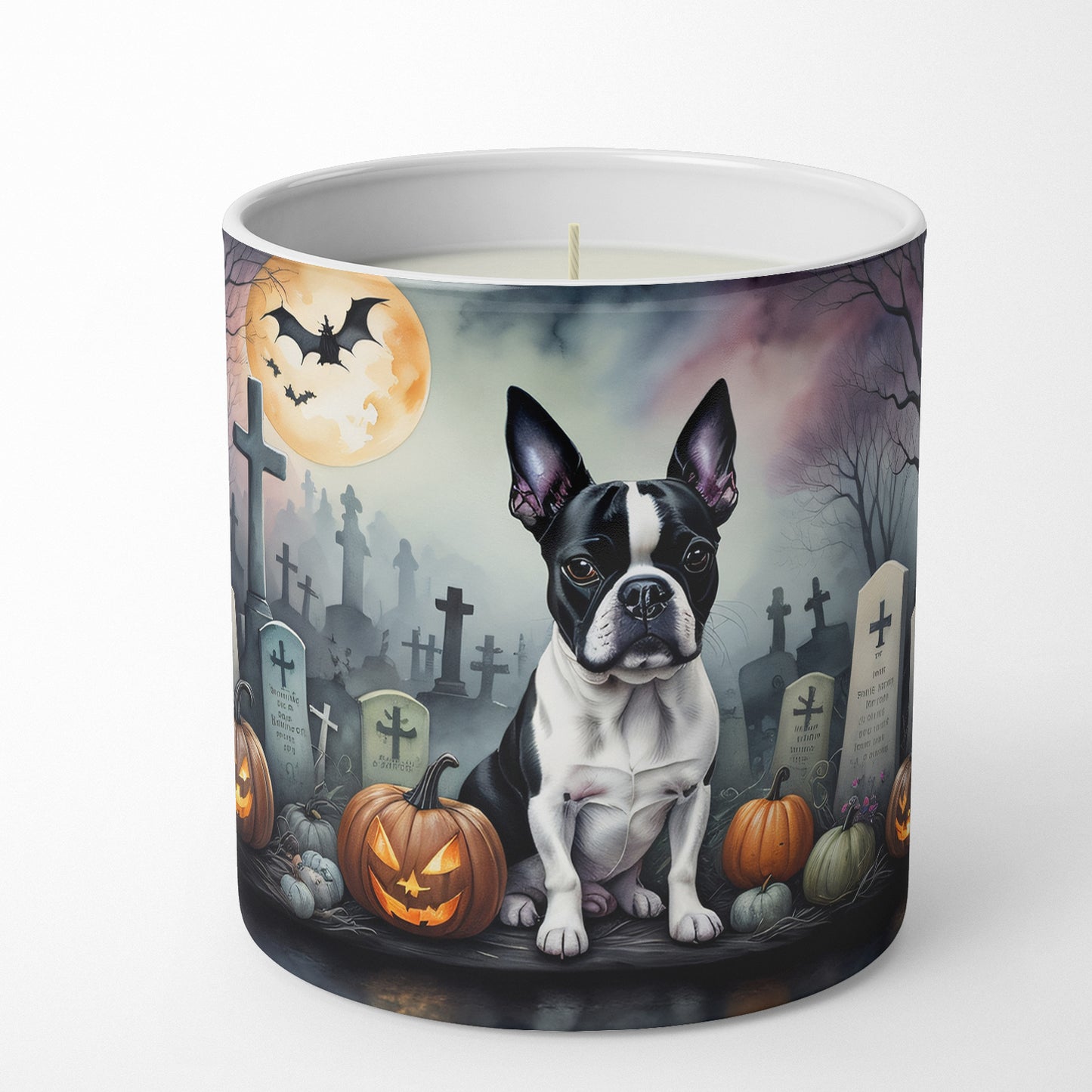 Boston Terrier Spooky Halloween Decorative Soy Candle