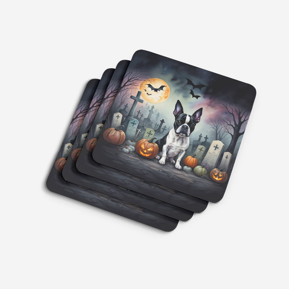Boston Terrier Spooky Halloween Foam Coasters