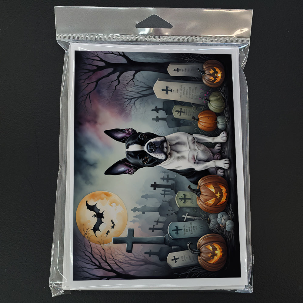 Boston Terrier Spooky Halloween Greeting Cards and Envelopes Pack of 8