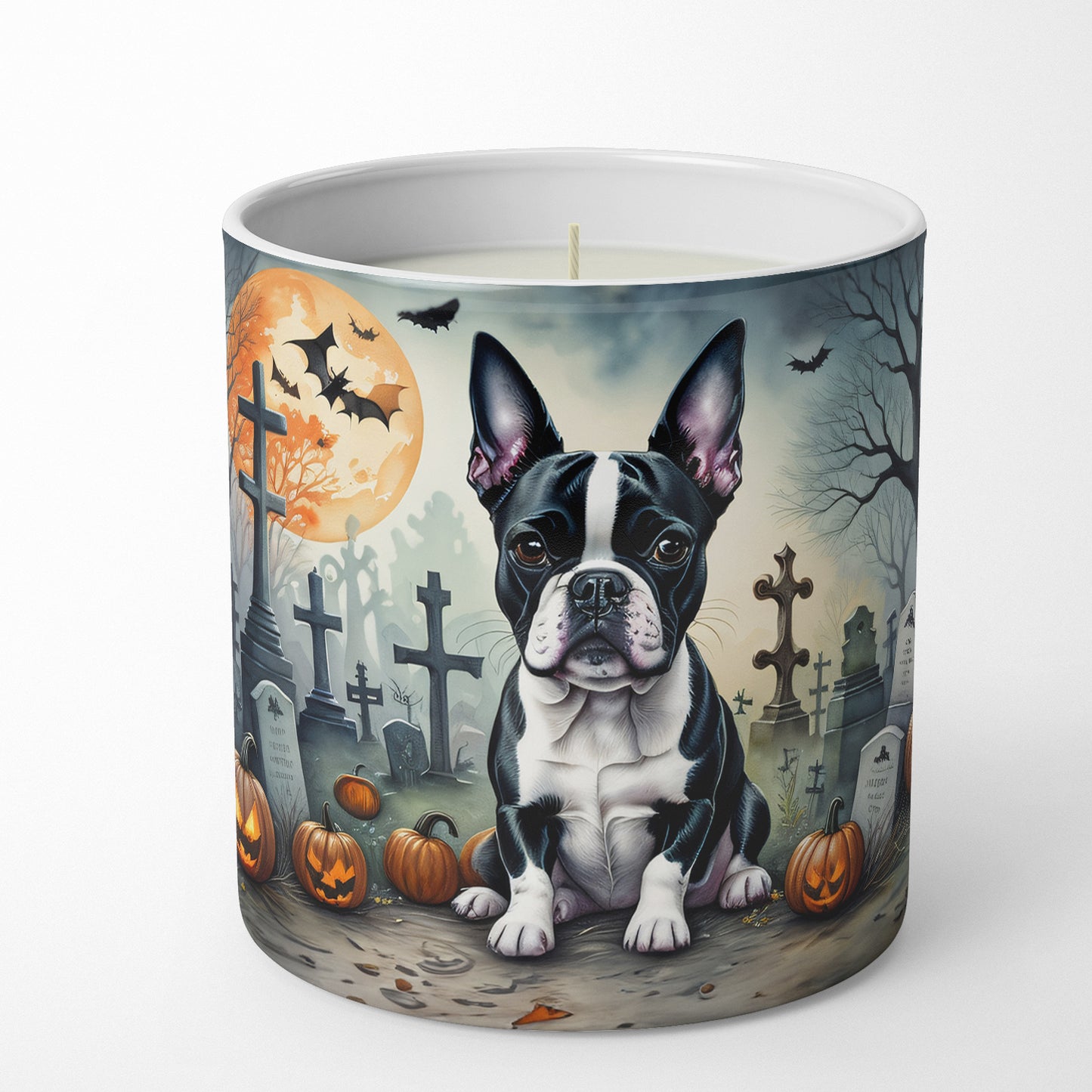 Boston Terrier Spooky Halloween Decorative Soy Candle