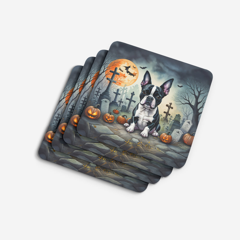 Boston Terrier Spooky Halloween Foam Coasters
