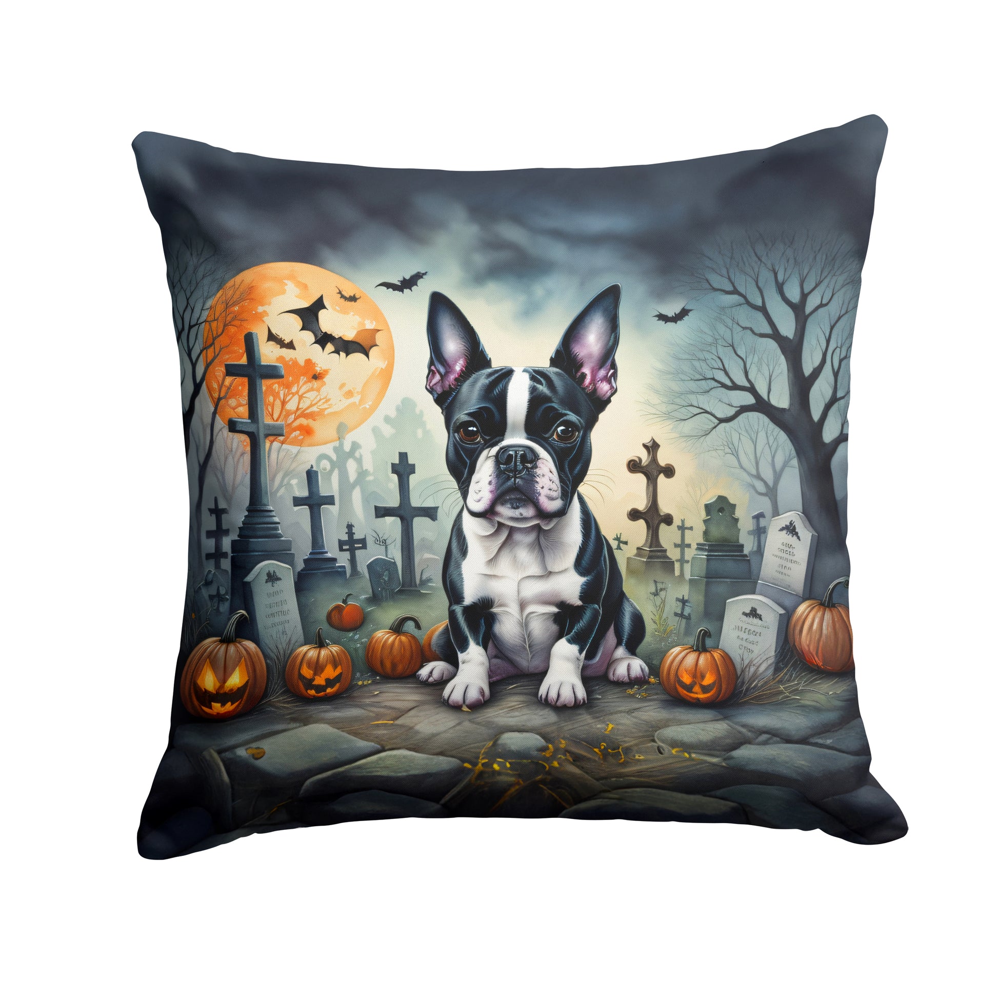 Buy this Boston Terrier Spooky Halloween Throw Pillow