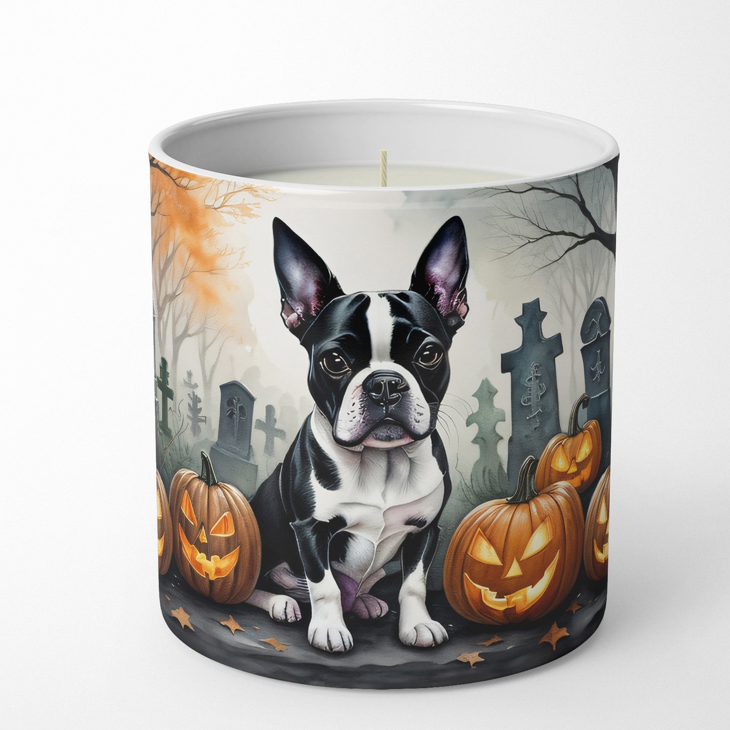 Boston Terrier Spooky Halloween Decorative Soy Candle