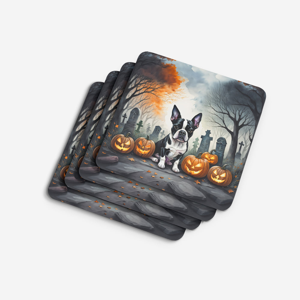 Boston Terrier Spooky Halloween Foam Coasters