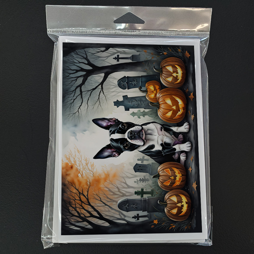 Boston Terrier Spooky Halloween Greeting Cards and Envelopes Pack of 8