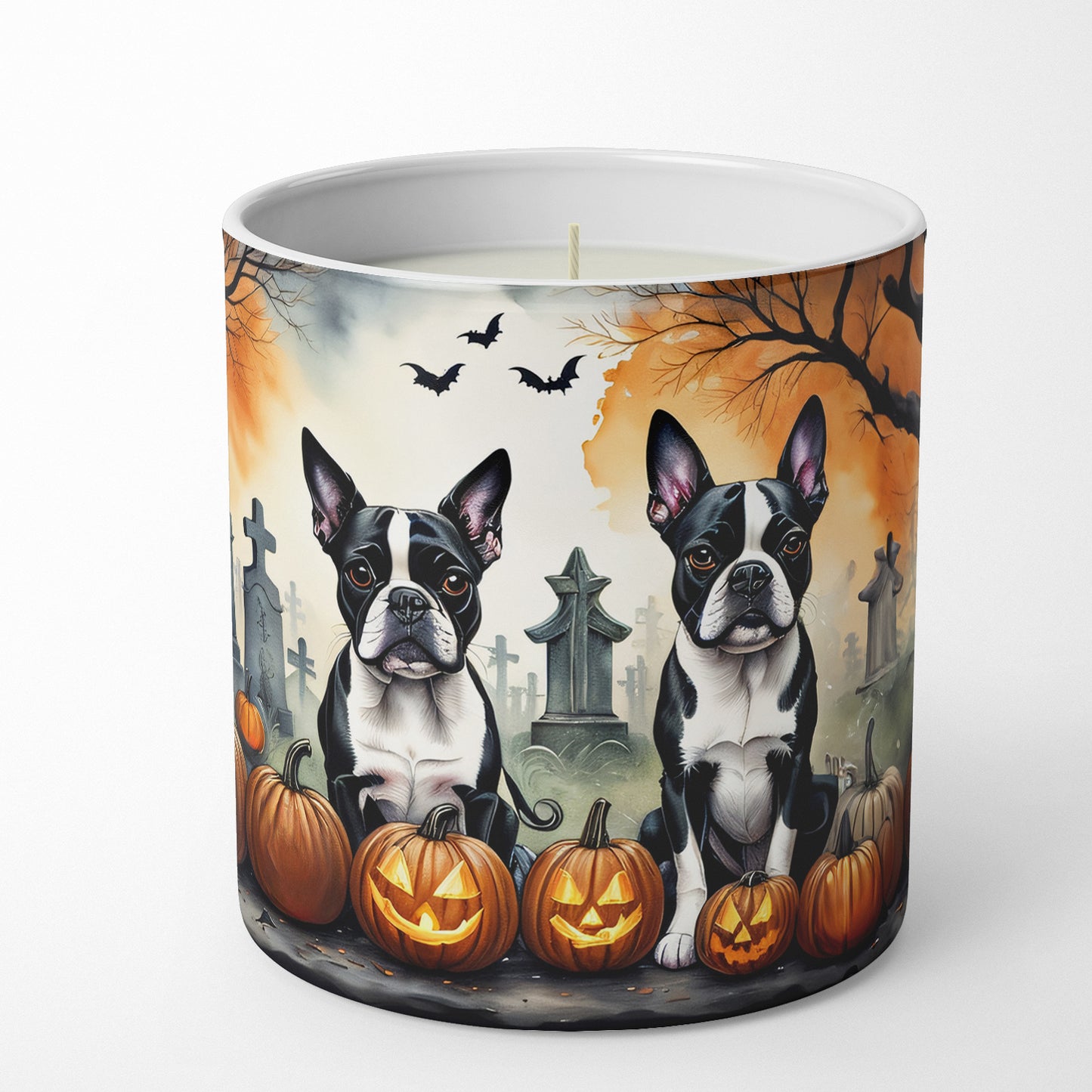 Boston Terrier Spooky Halloween Decorative Soy Candle