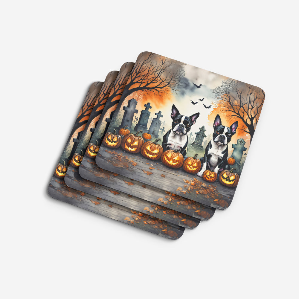 Boston Terrier Spooky Halloween Foam Coasters