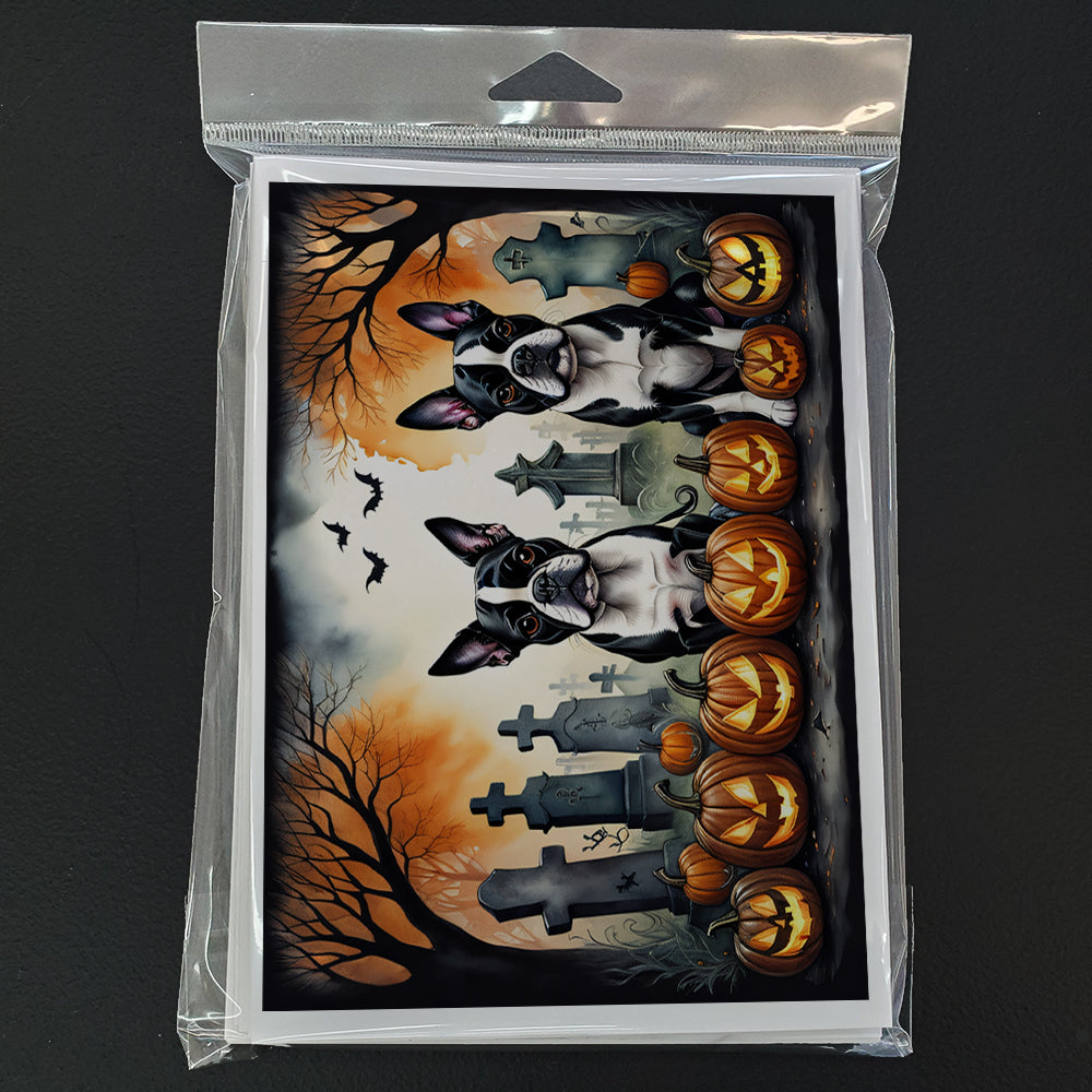Boston Terrier Spooky Halloween Greeting Cards and Envelopes Pack of 8