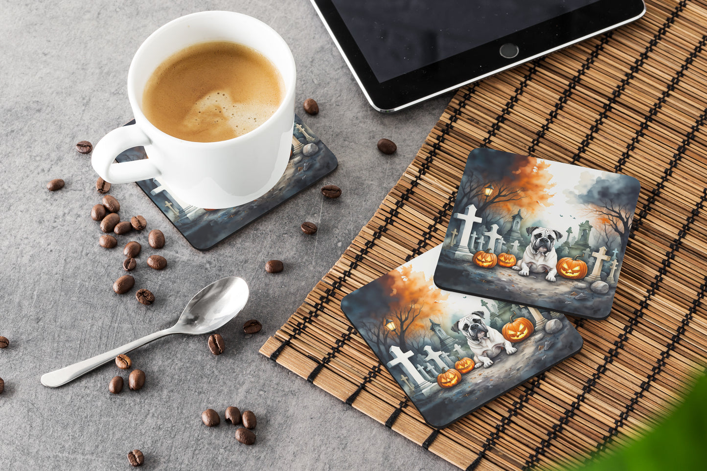 Boxer Spooky Halloween Foam Coasters