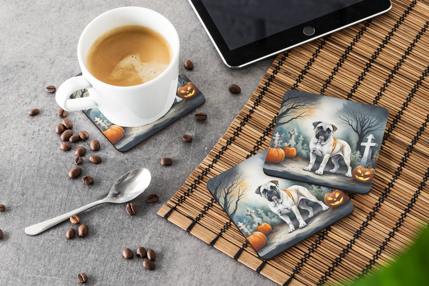 Boxer Spooky Halloween Foam Coasters