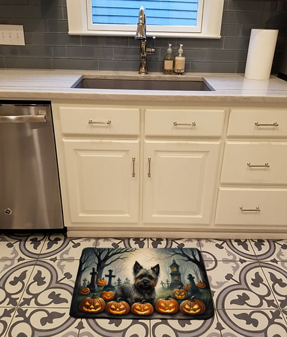 Cairn Terrier Spooky Halloween Memory Foam Kitchen Mat