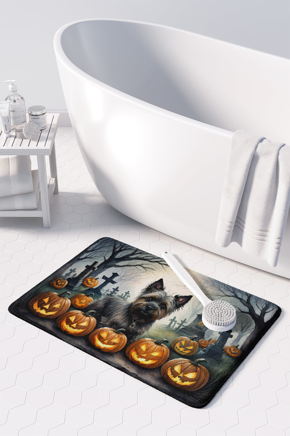 Cairn Terrier Spooky Halloween Memory Foam Kitchen Mat