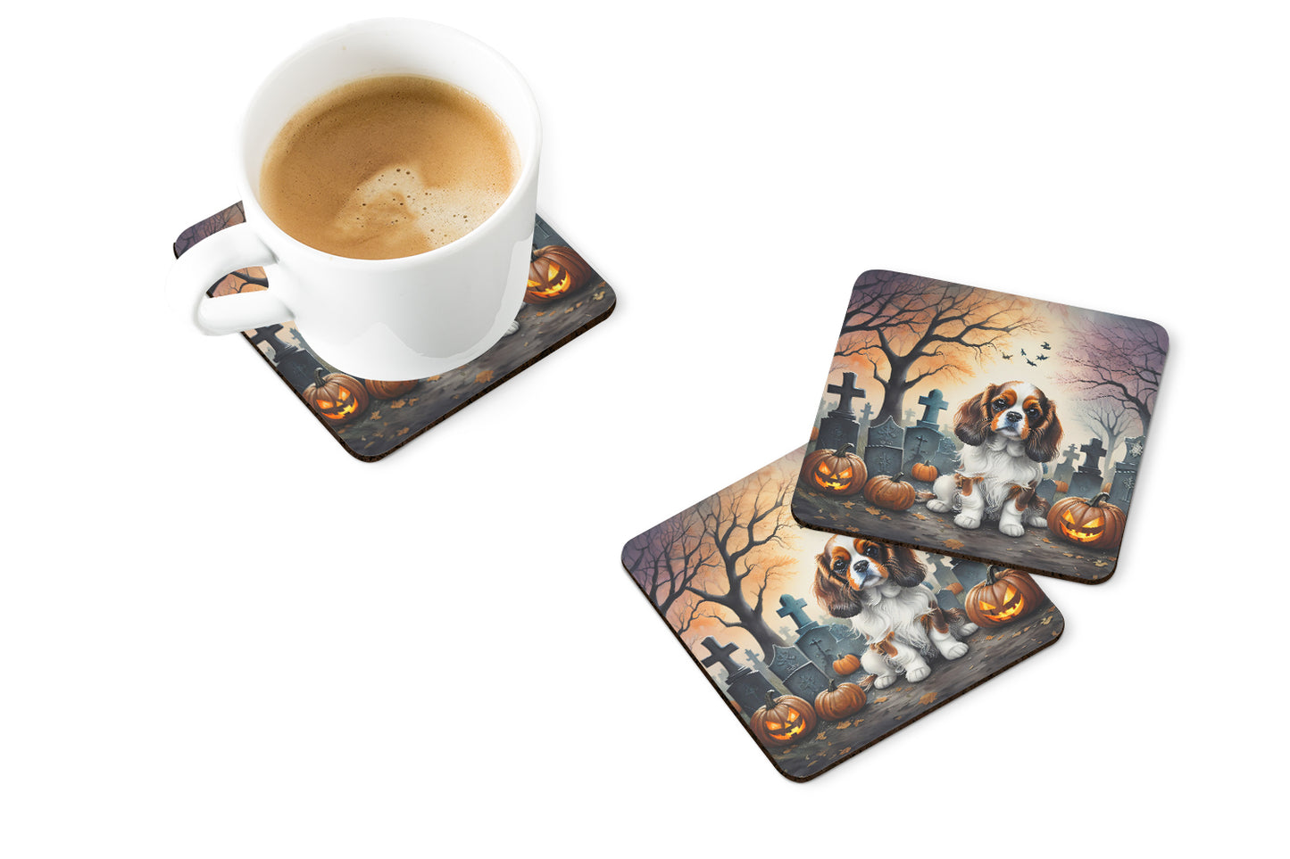 Cavalier Spaniel Spooky Halloween Foam Coasters