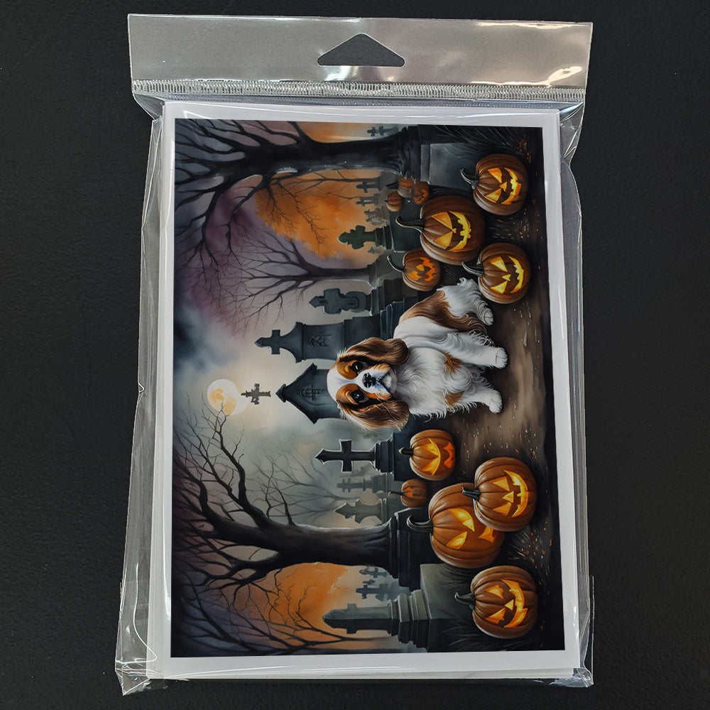 Cavalier Spaniel Spooky Halloween Greeting Cards and Envelopes Pack of 8