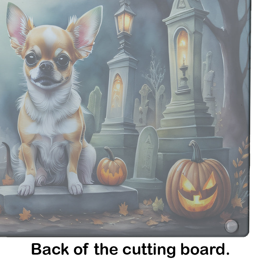 Chihuahua Spooky Halloween Glass Cutting Board