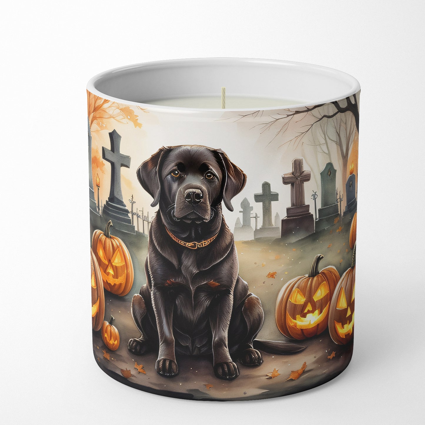 Chocolate Labrador Retriever Spooky Halloween Decorative Soy Candle