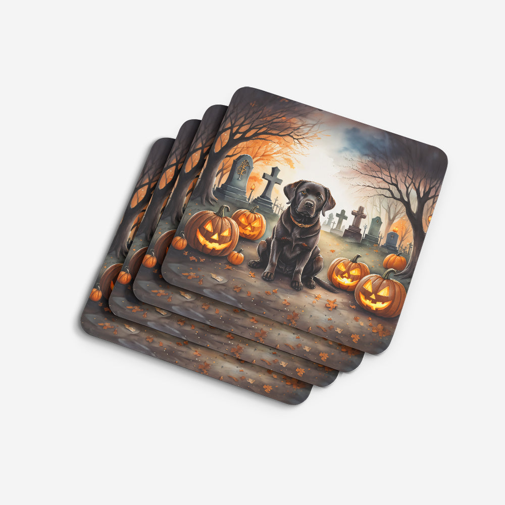 Chocolate Labrador Retriever Spooky Halloween Foam Coasters