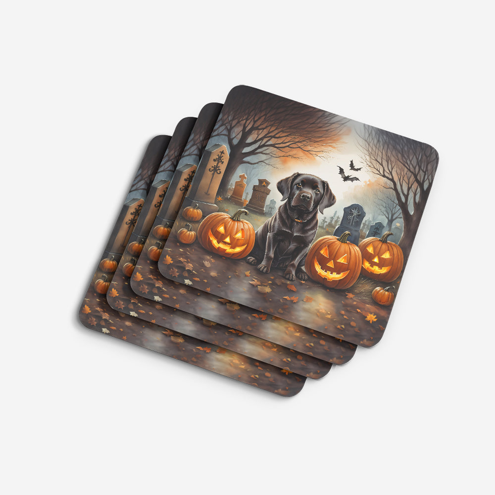Chocolate Labrador Retriever Spooky Halloween Foam Coasters