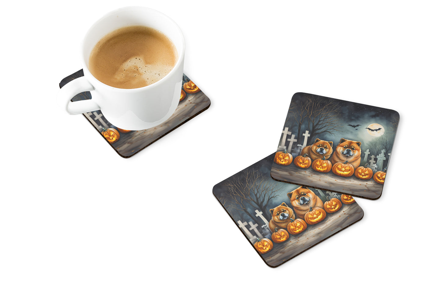 Chow Chow Spooky Halloween Foam Coasters