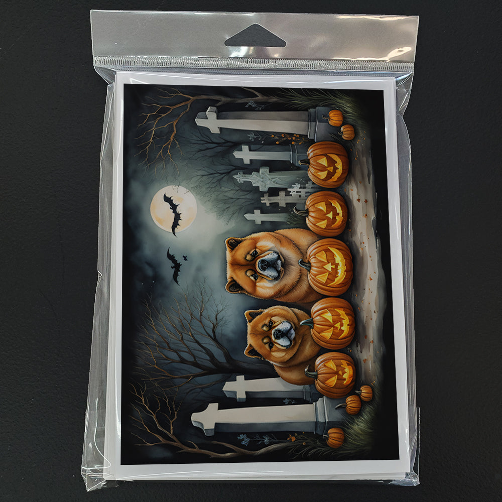 Chow Chow Spooky Halloween Greeting Cards and Envelopes Pack of 8