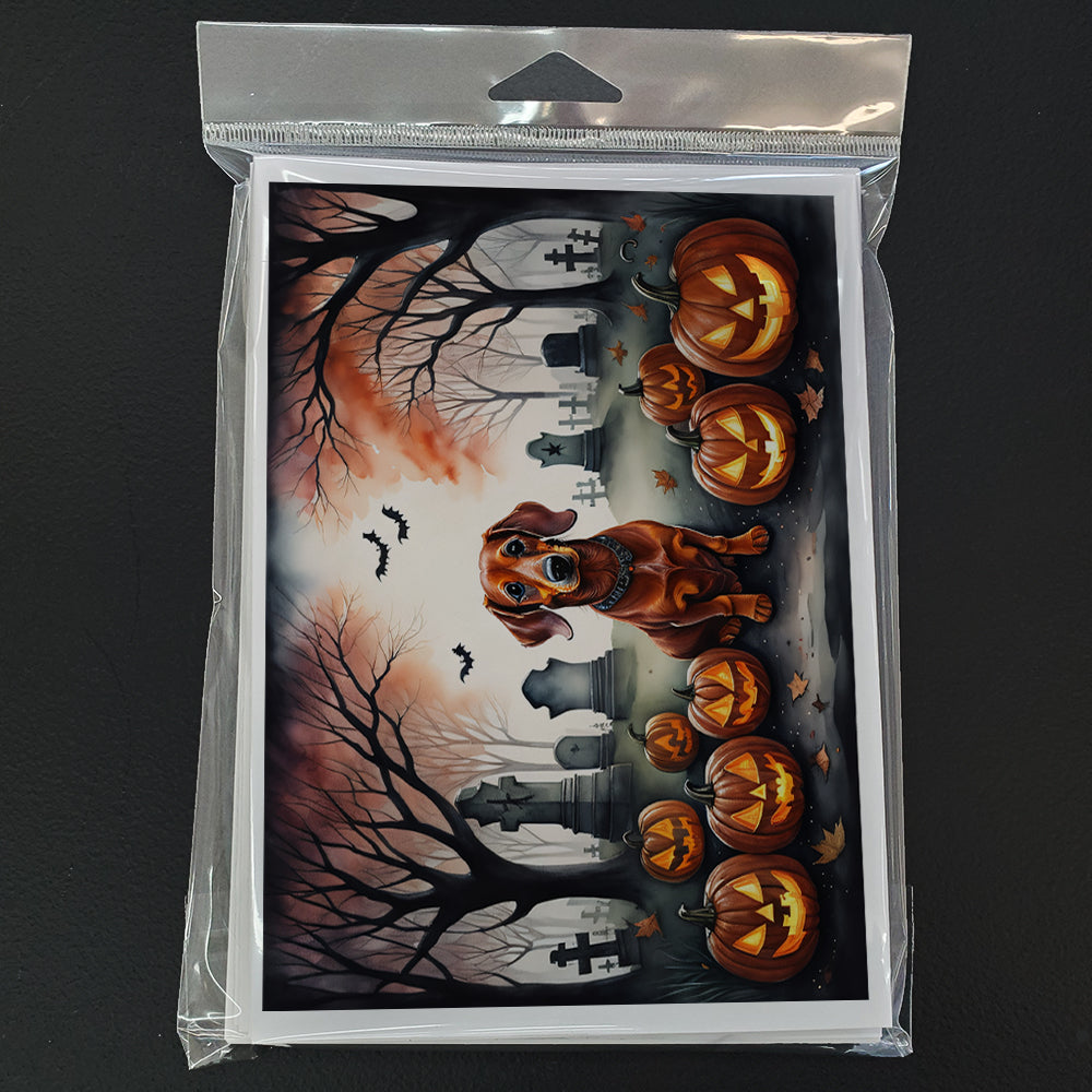 Dachshund Spooky Halloween Greeting Cards and Envelopes Pack of 8